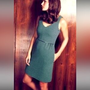 Boden | VGUC Vintage Sheath Dress Blue Green Stripes with Pockets, Size 10P